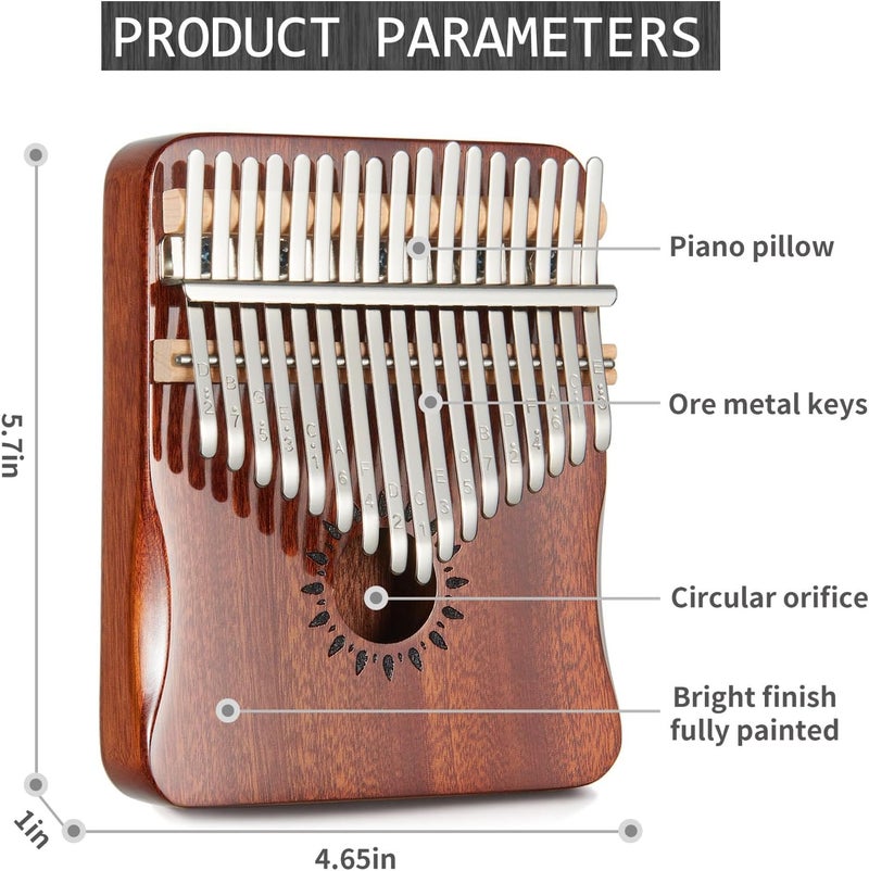Aarvi Kalimba Thumb Piano, Portable 17 Keys Mbira Finger Piano with Tune Hammer and Study Instruction, Musical Instrument Birthday Gift for Adult Beginners & Professionals (brown) - Image 5